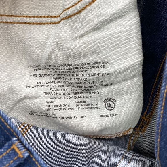 Tyndale Jeans Men's 38x30 Blue F290T Arch Rated Fire Resistant American Workwear - Picture 7 of 16